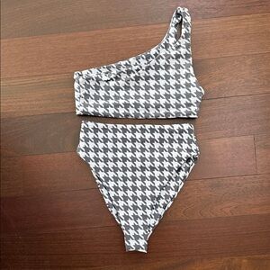 Skatie High Waist Bikini Set with One-Shoulder Top